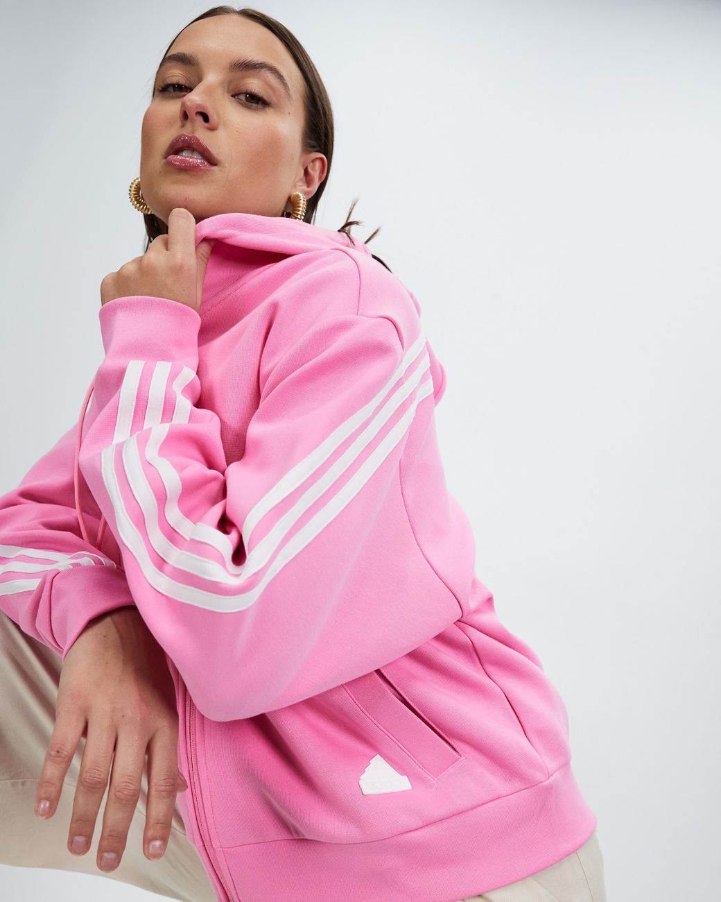 adidas Sportswear Future Icons 3 Stripes Full Zip Hoodie in Pink | Lyst  Australia