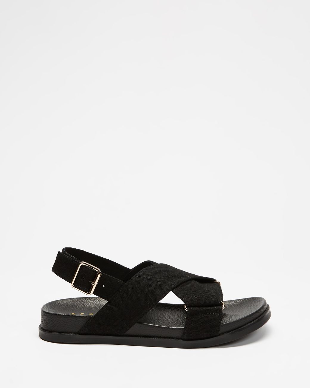 AERE Linen Crossover Footbed Sandals in Black | Lyst Australia