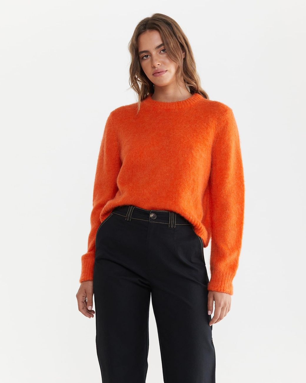 Jag Mohair Solid Long Sleeve Knit in Orange | Lyst Australia
