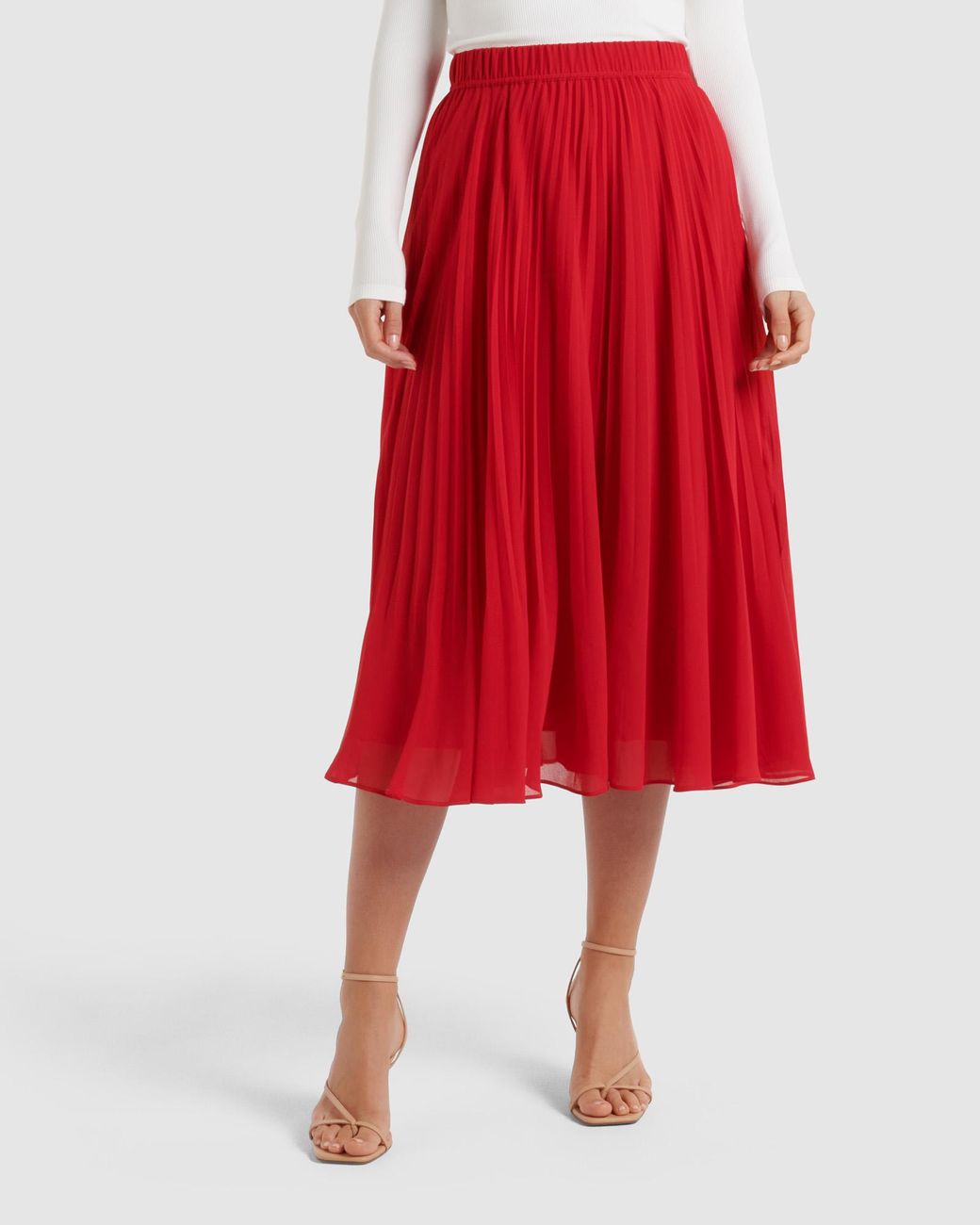 Forever New Harper Pleated Midi Skirt in Red | Lyst Australia