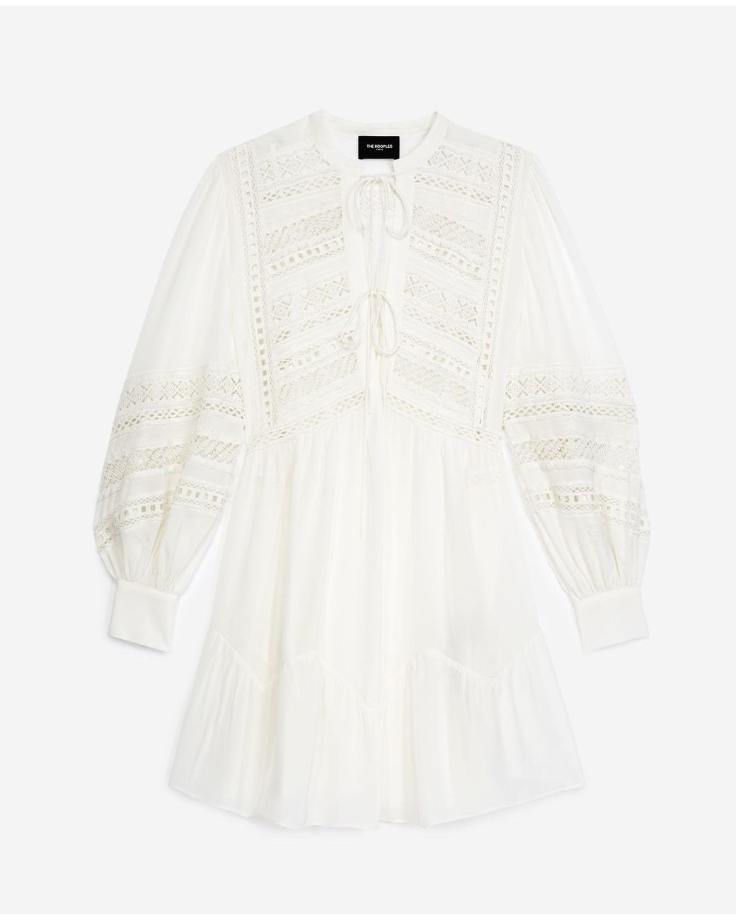 Robe courte blanche détails dentelle The Kooples en coloris Blanc | Lyst