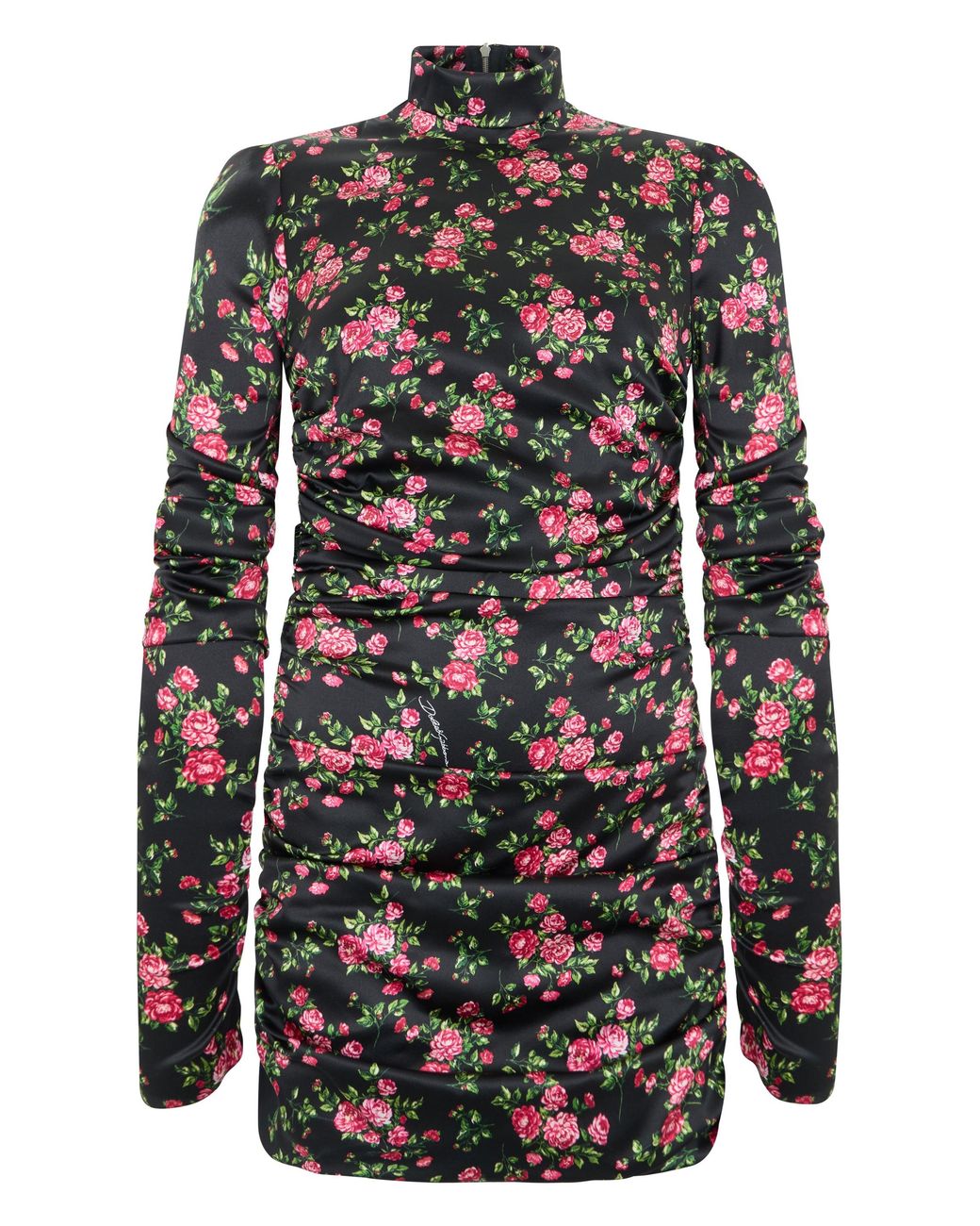 Dolce & Gabbana Black Short Dress With Floral Print