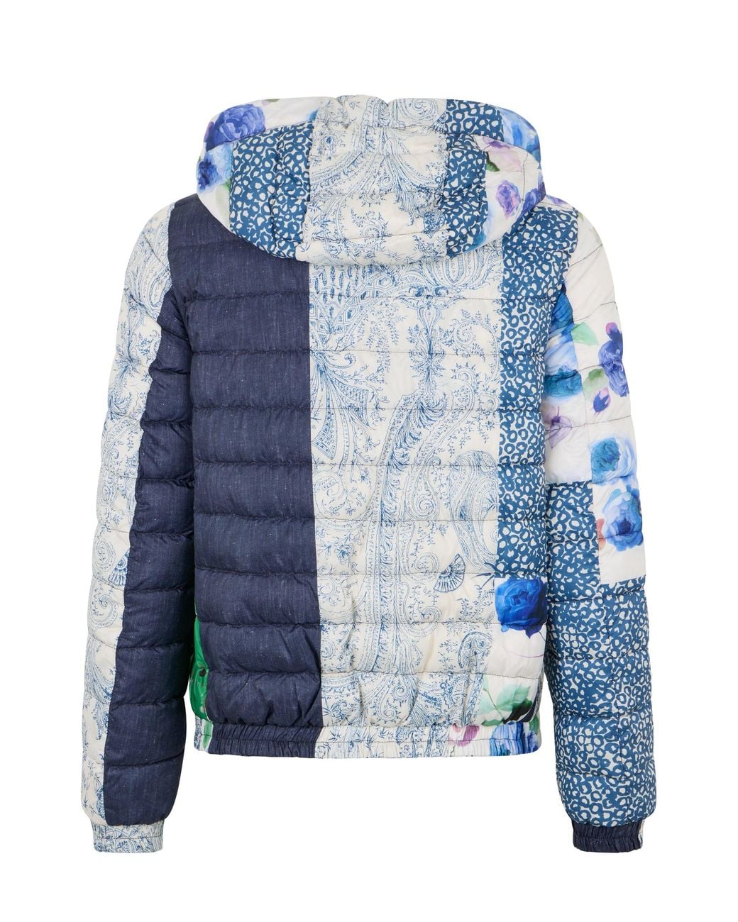 Herno Blue Padded Jacket With Patchwork Designs