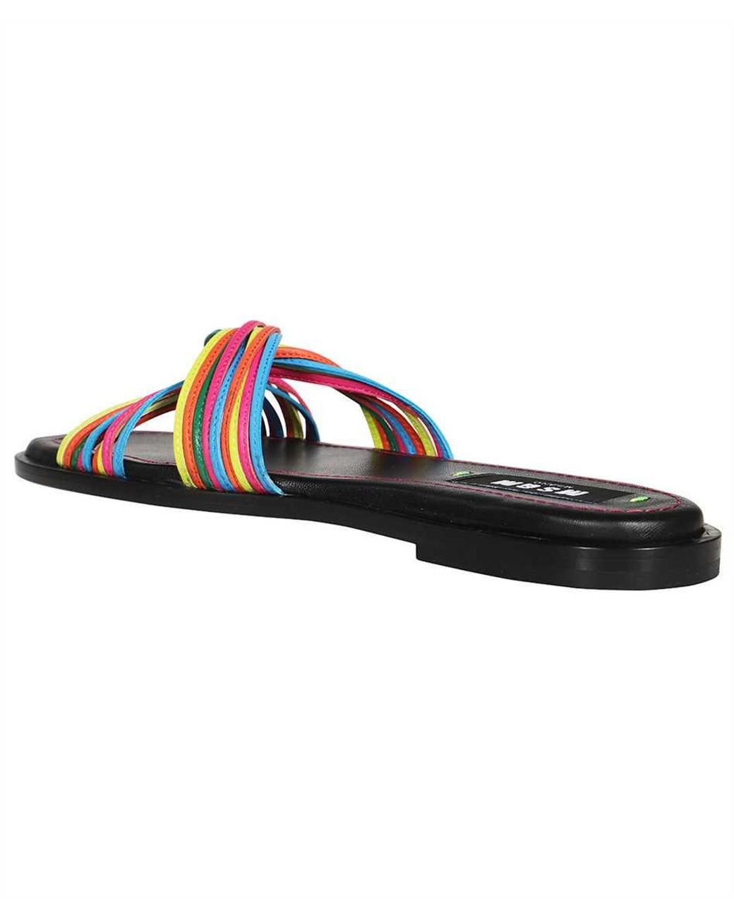 MSGM Blue Leather Slides