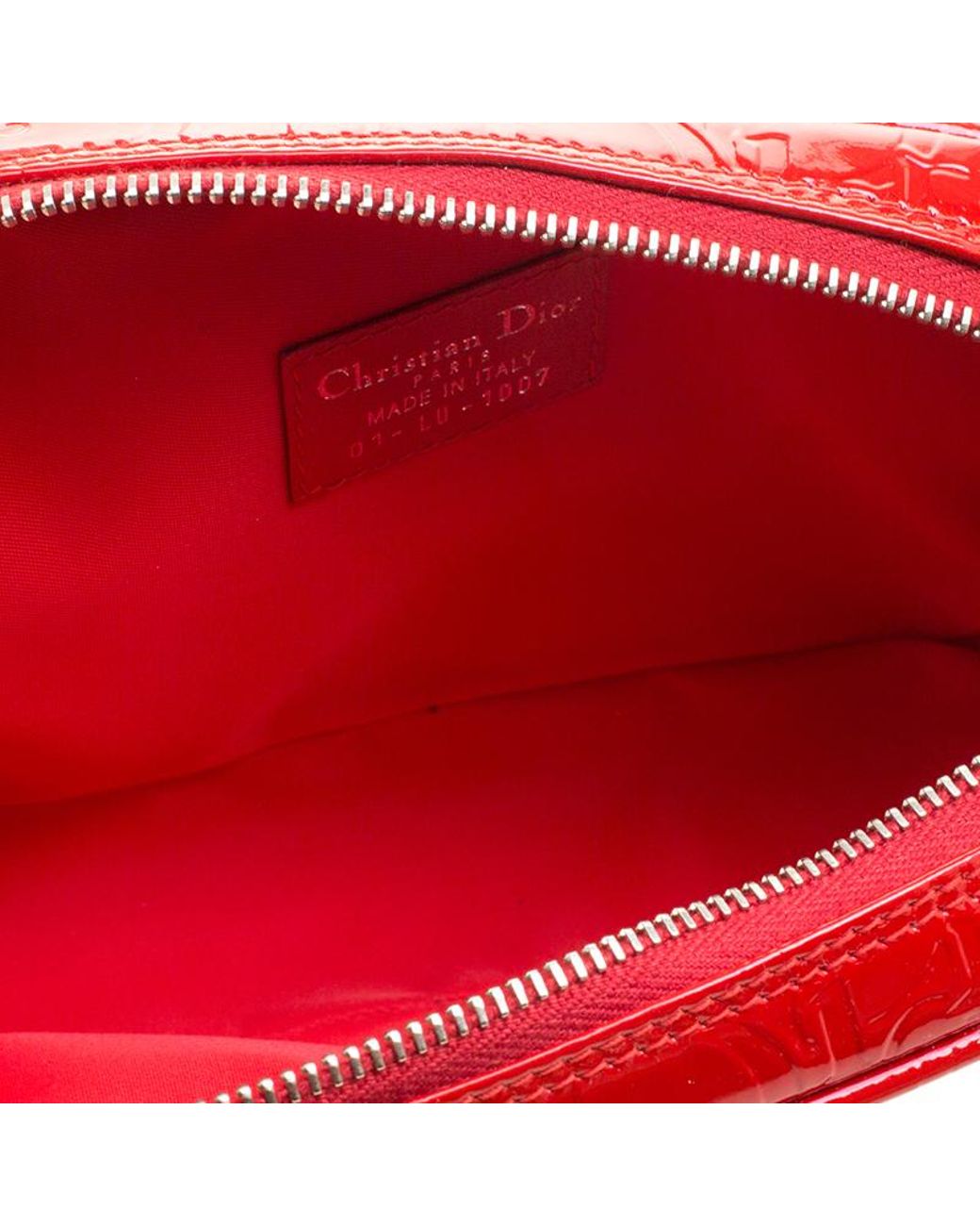 Red Patent Leather Trousse Cosmetic Bag