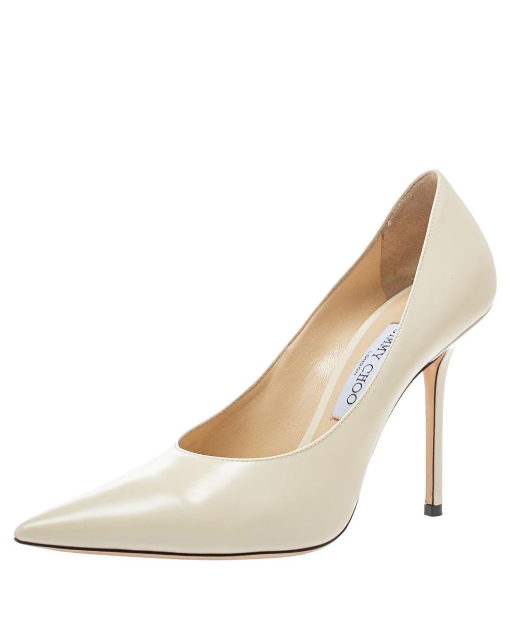 Jimmy Choo Cream Leather Abel Pointed Toe Pumps in Natural - Lyst