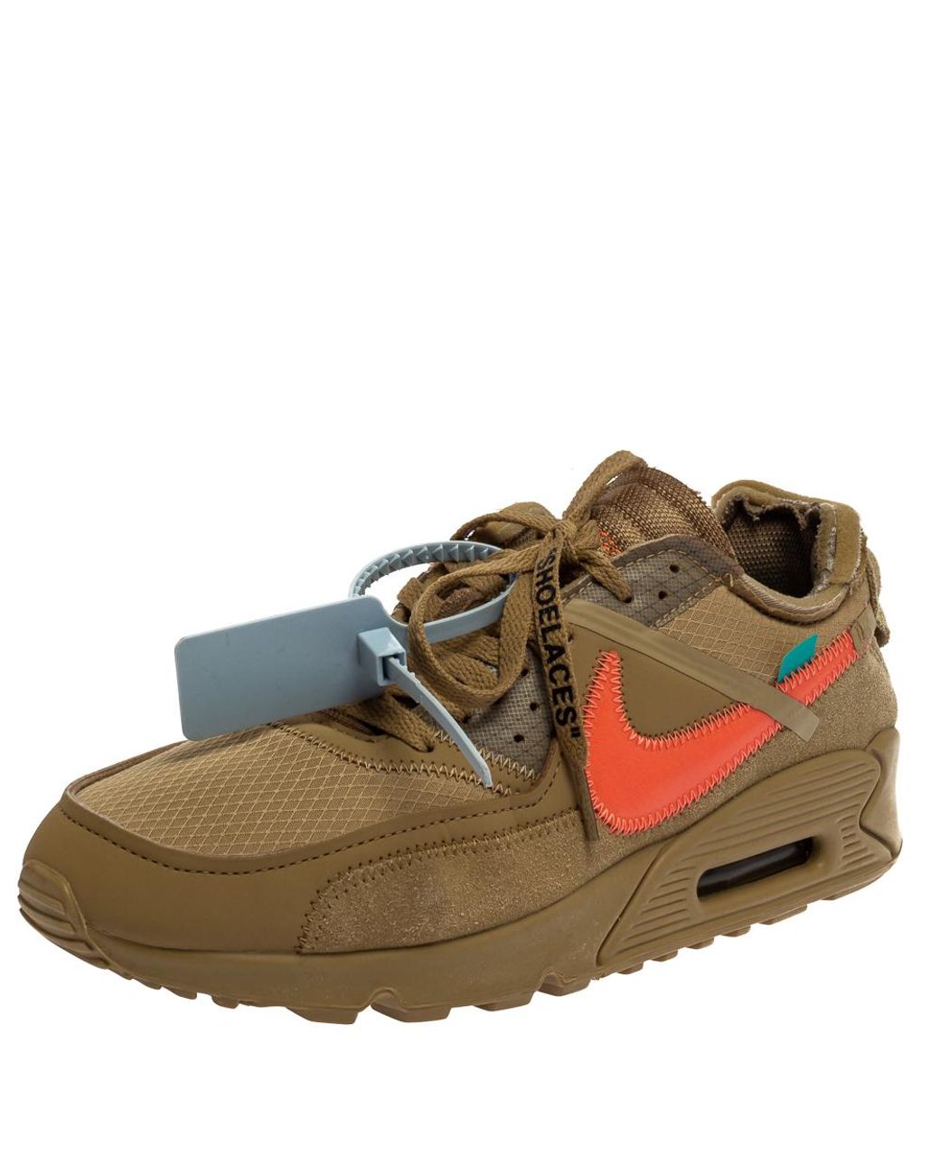 NIKE X OFF-WHITE Brown Mesh And Suede Air Max 90 Desert Ore Sneakers ...