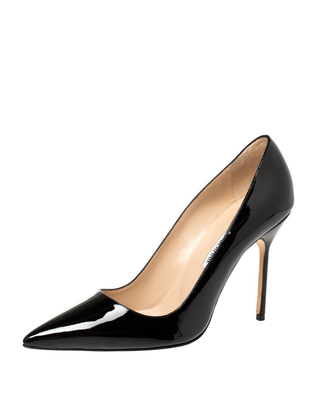 Manolo Blahnik Black Patent Leather Bb Pointed Toe Pumps - Lyst