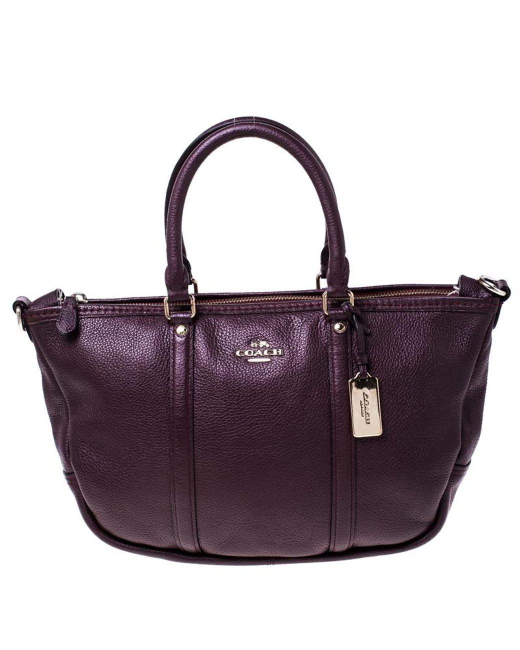 COACH Burgundy Leather Central Satchel in Purple Lyst