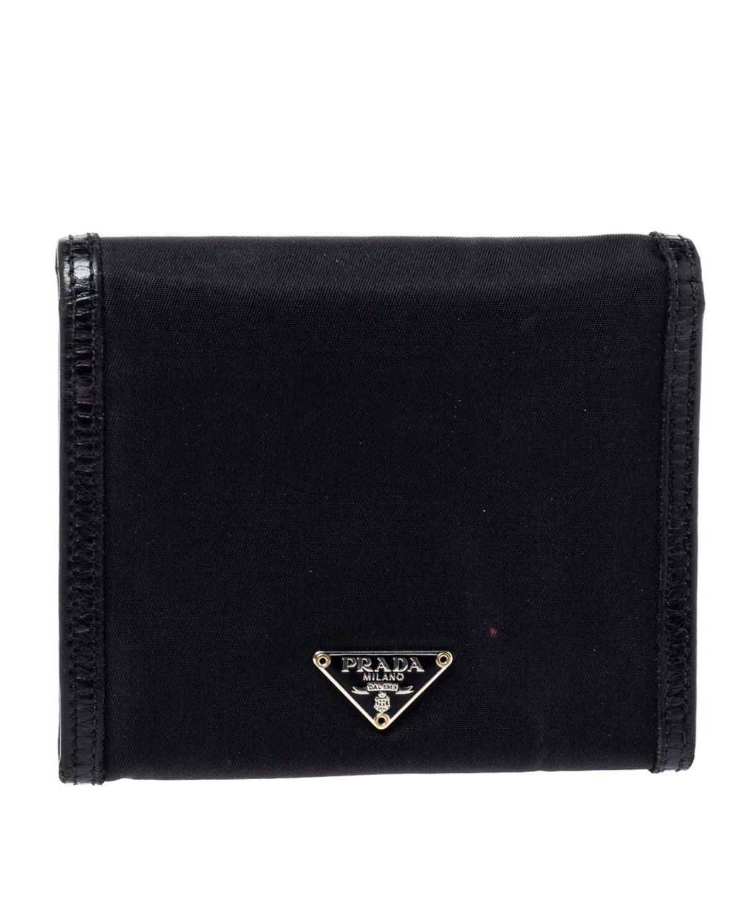 Prada Synthetic Black Nylon And Leather Trifold Wallet - Lyst