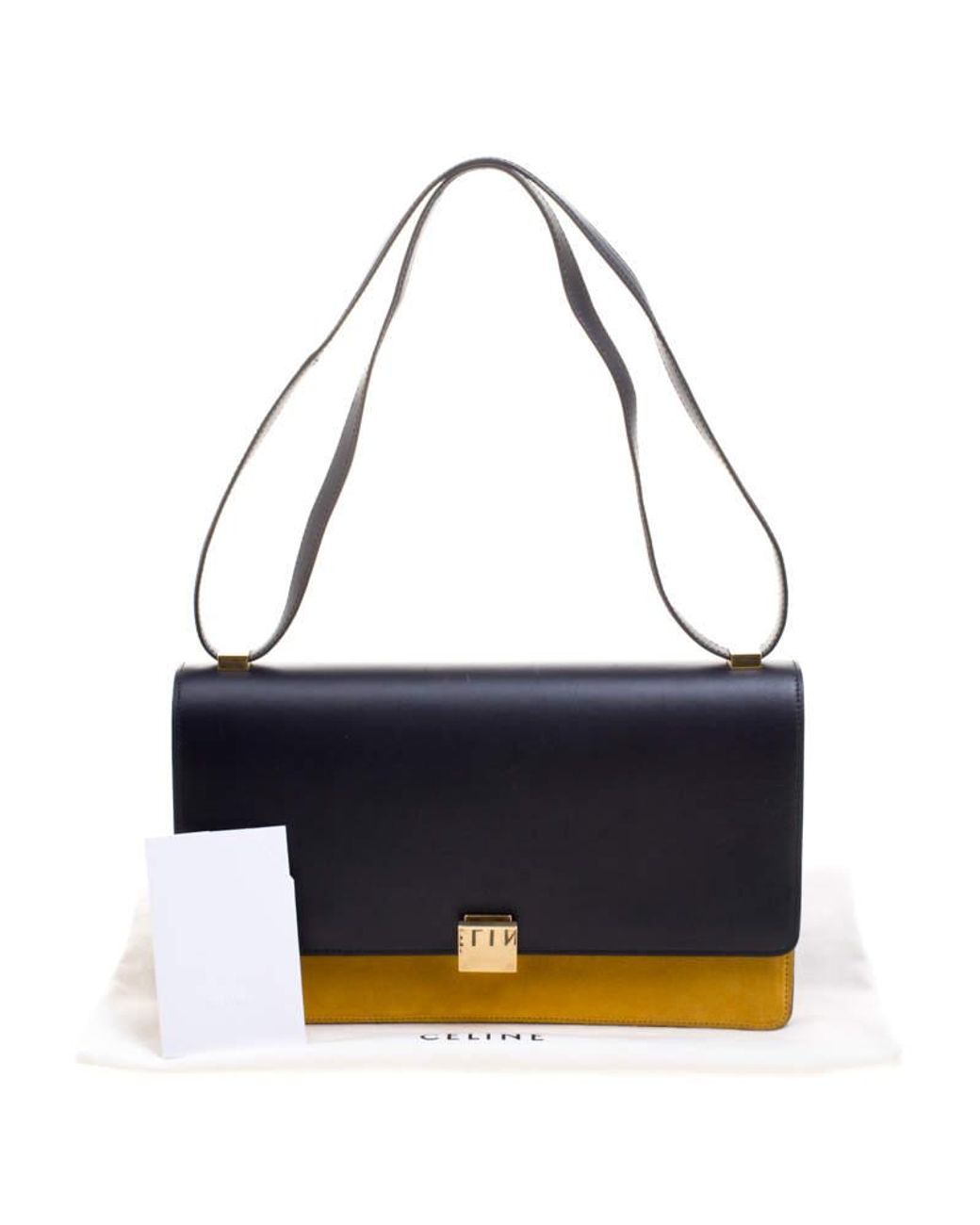 blue and yellow handbag