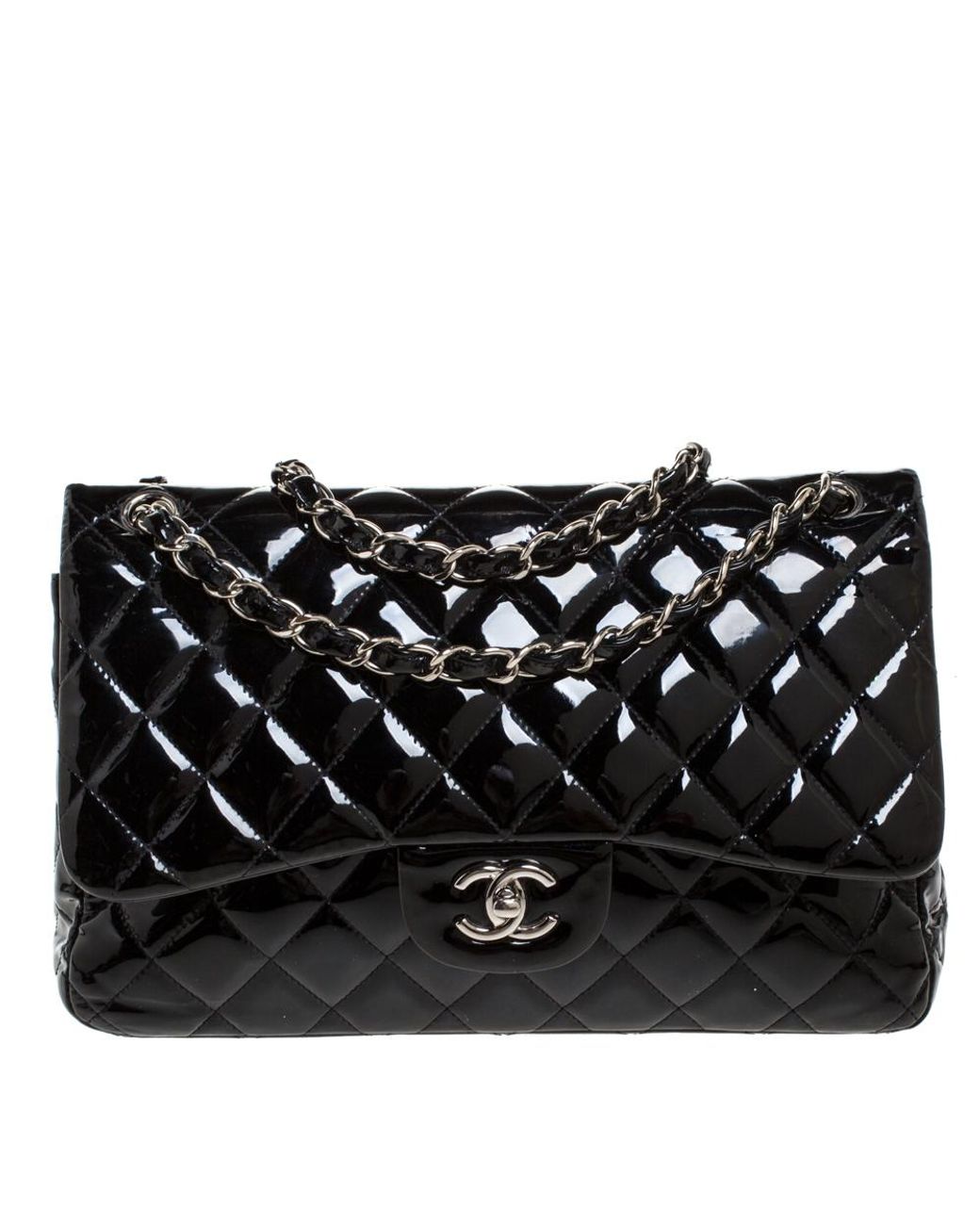 chanel patent quilted bag