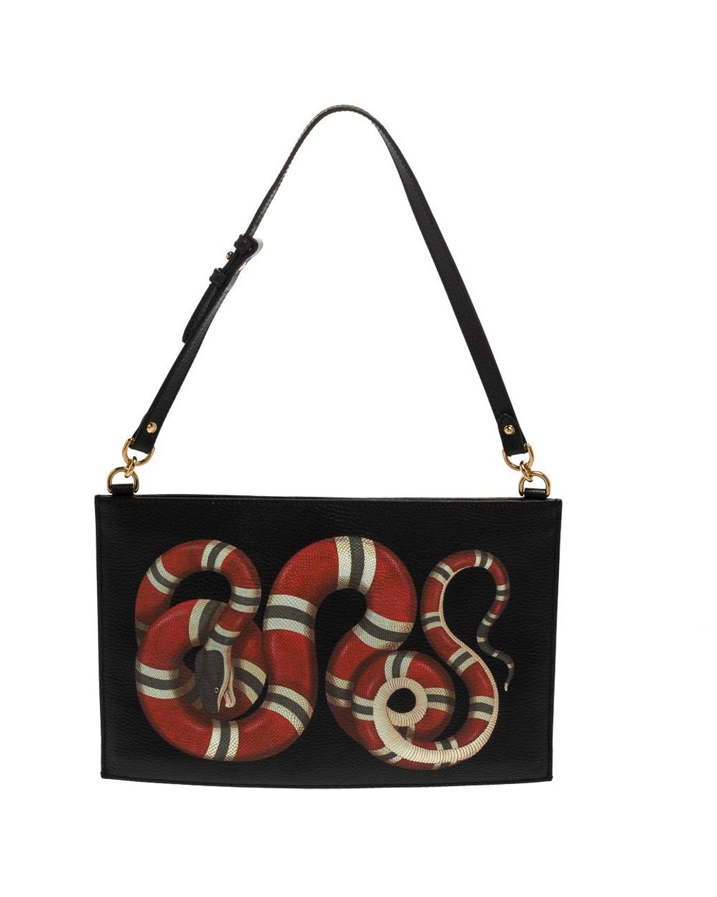 Gucci Black Leather Kingsnake Print Clutch Bag Lyst