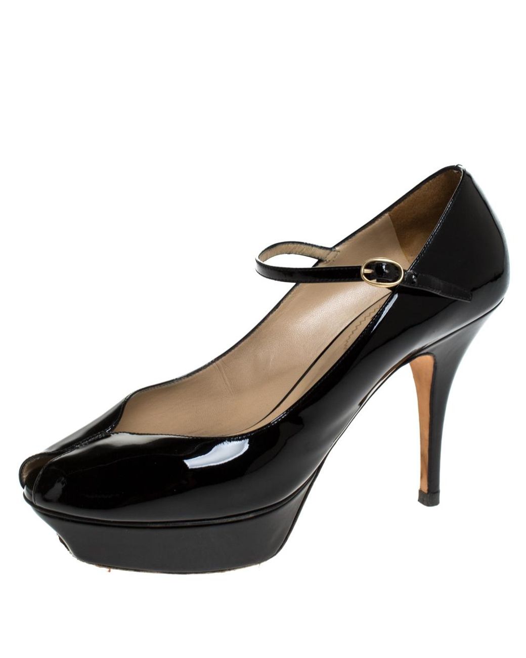 Saint Laurent Leather Black Patent Tribute Mary Jane Pumps - Lyst