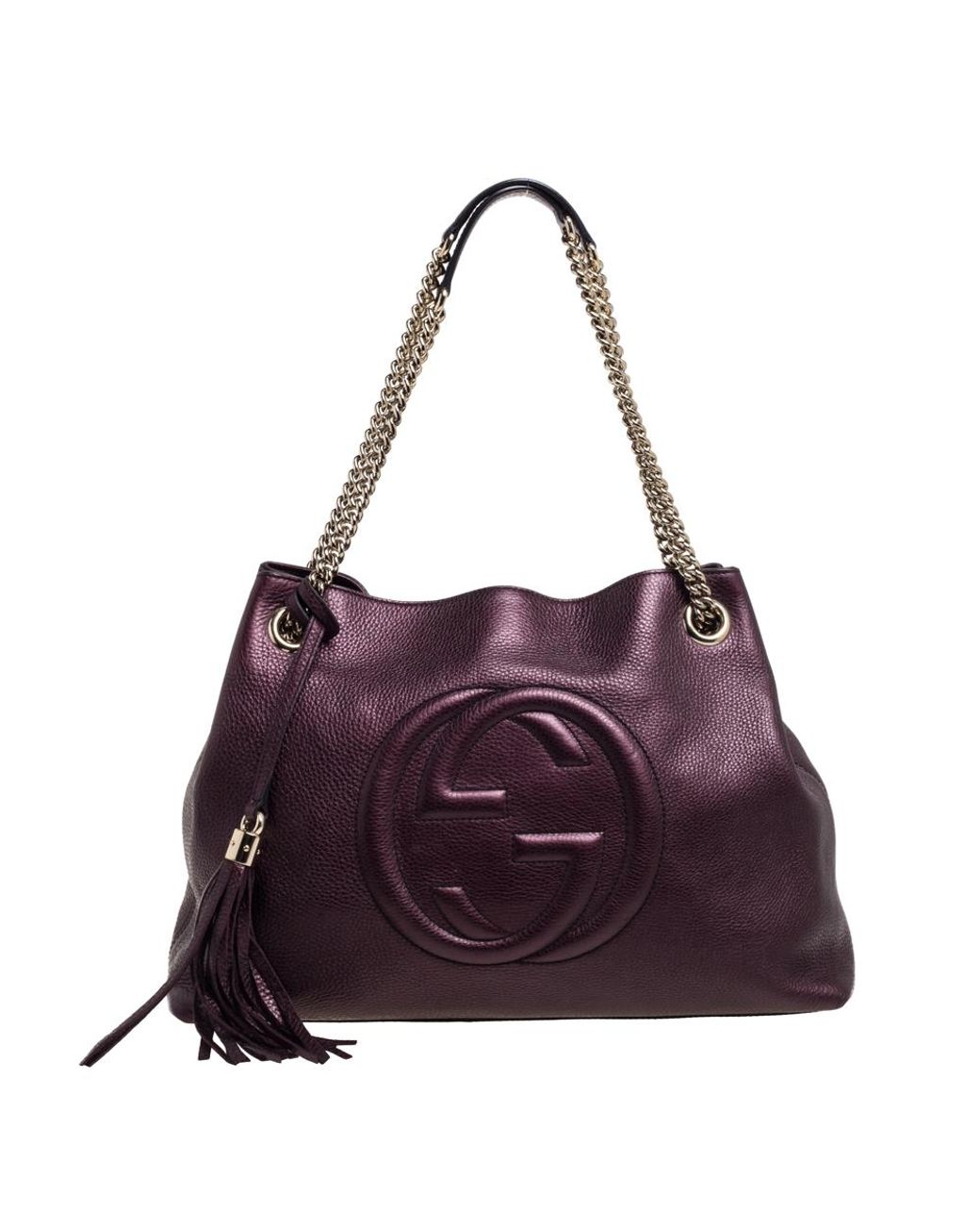 Gucci Metallic Purple Leather Medium Soho Shoulder Bag - Lyst