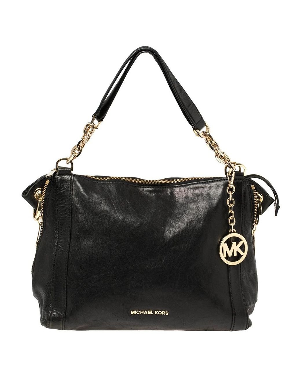 Michael Kors Black Leather Chain Handle Shoulder Bag Lyst