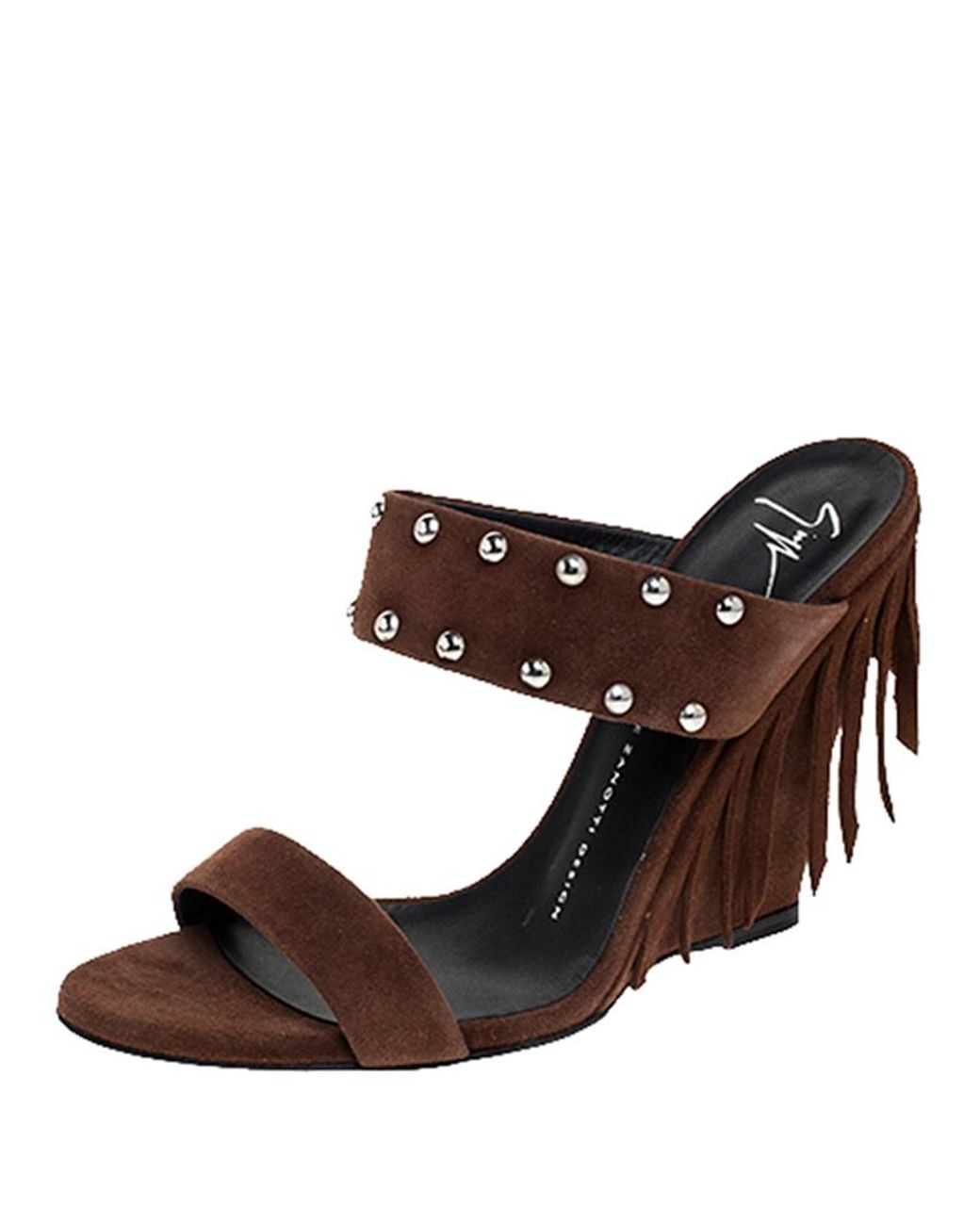 Giuseppe zanotti Chain Wedge Sandals in Black | Lyst