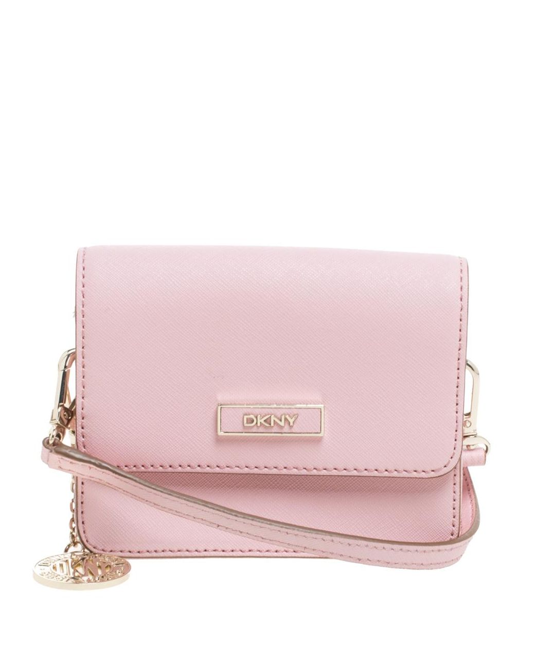 DKNY Pink Leather Mini Flap Crossbody Bag - Lyst