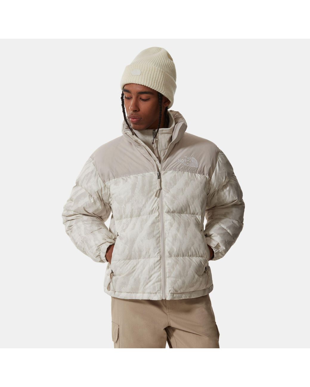 The North Face Printed 1996 Retro Nuptse Jacket in Grey for Men | Lyst UK