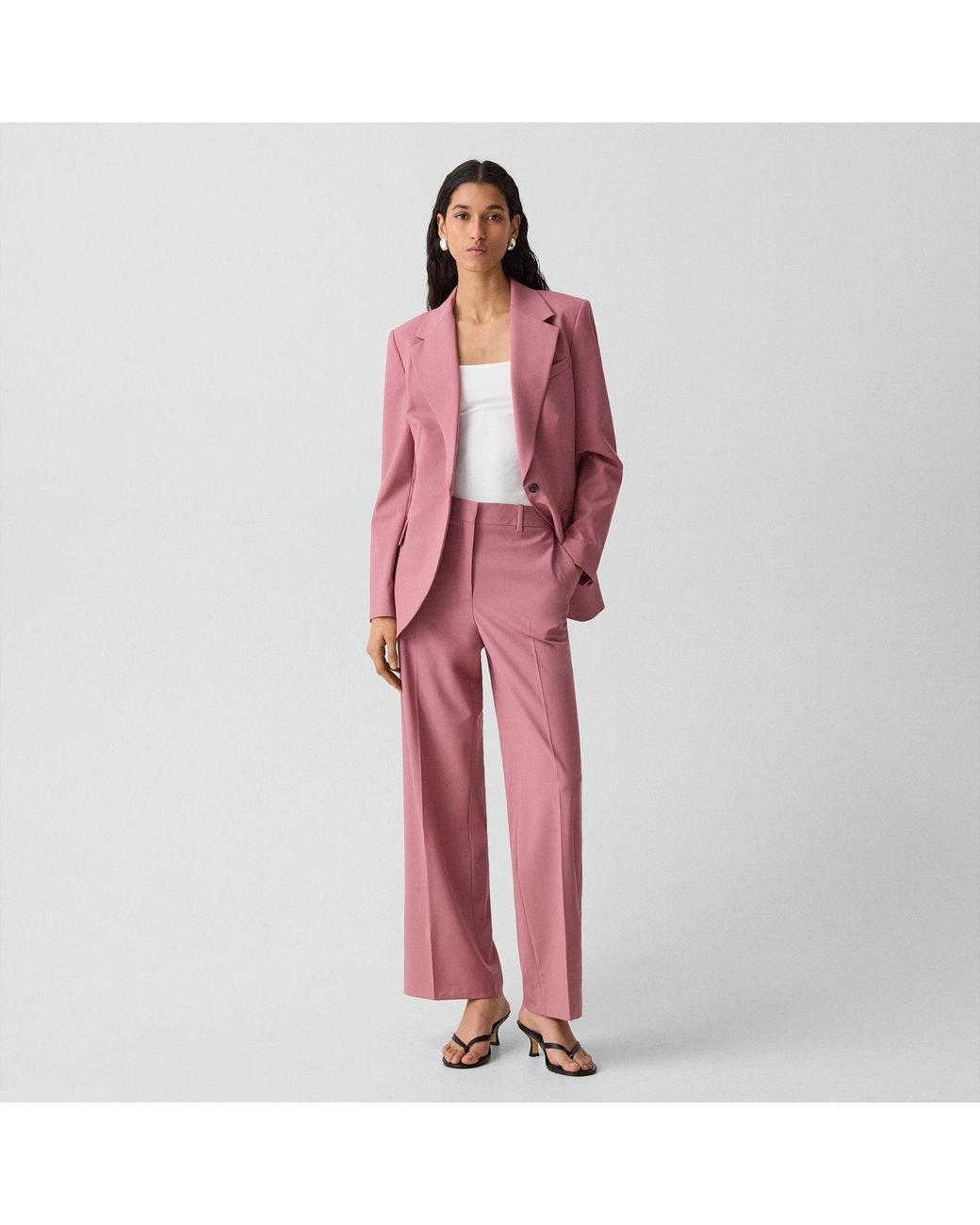 Theory Red Classic Straight Pant