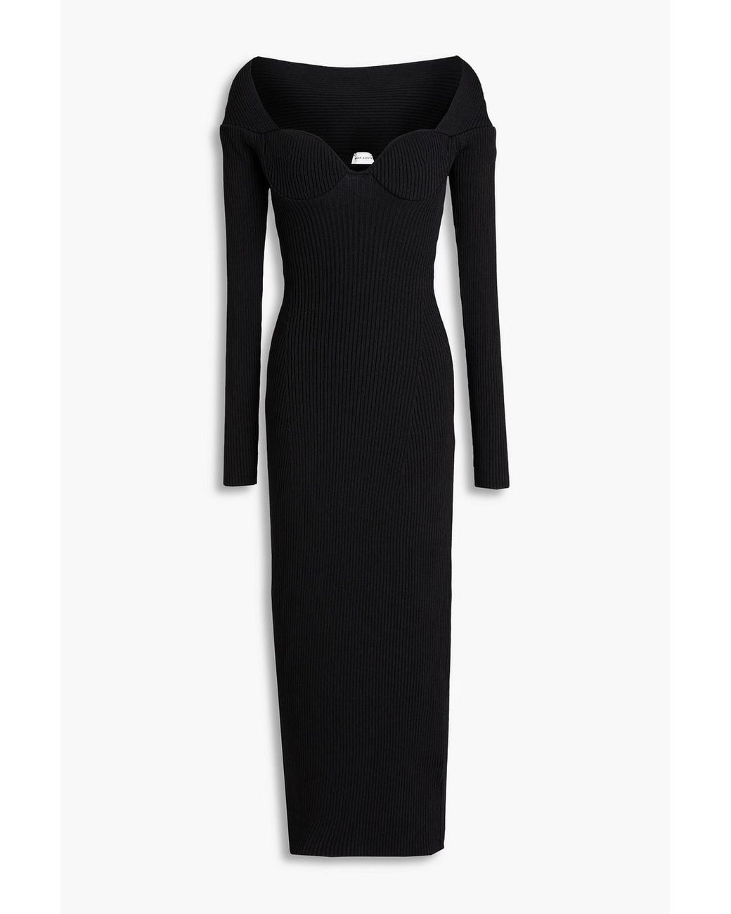 Magda Butrym Black Ribbed-knit Midi Dress