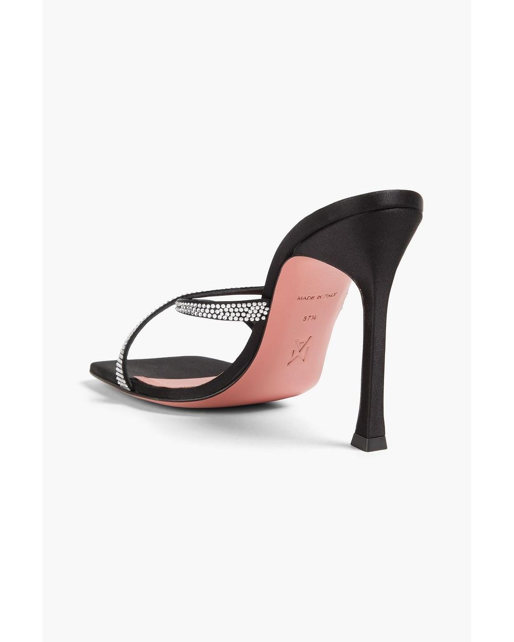 AMINA MUADDI Black Adriana Crystal-Embellished Satin Mules