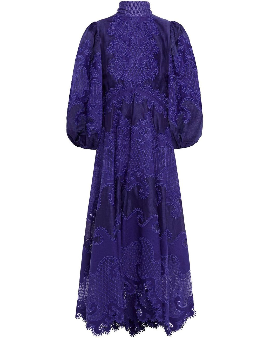 Zimmermann Brightside Tie-neck Linen And Embroidered Tulle Maxi Dress in  Blue | Lyst