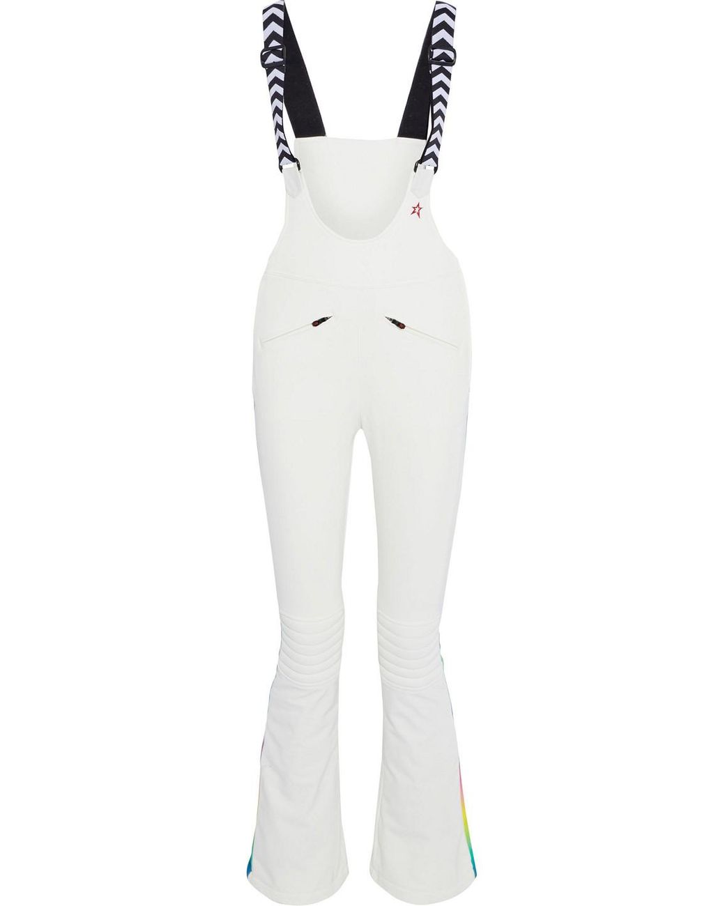 Perfect Moment Fleece Isola Racing Ski Salopettes in White Save 37