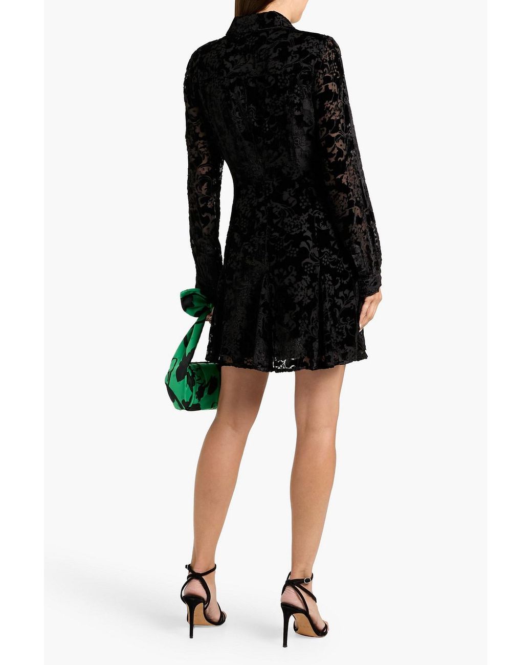 PAIGE Desano Devor-Velvet Mini Shirt Dress in Black | Lyst