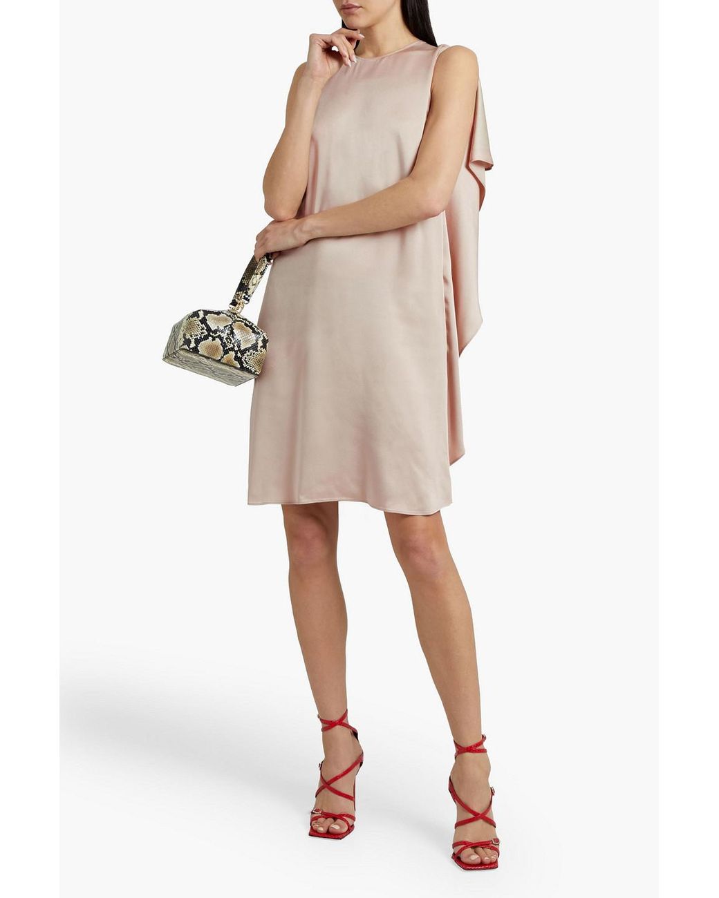 Stella McCartney Natural Mia Ruffle-Trimmed Satin Mini Dress