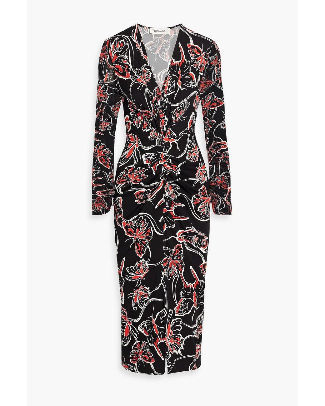 printed mesh jersey midi dress Nanushka Alexa Ruched Mesh Jersey Midi Dress size L