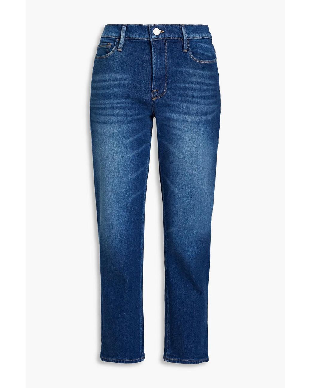 FRAME Le Nouveau Cropped Mid-rise Straight-leg Jeans in Blue