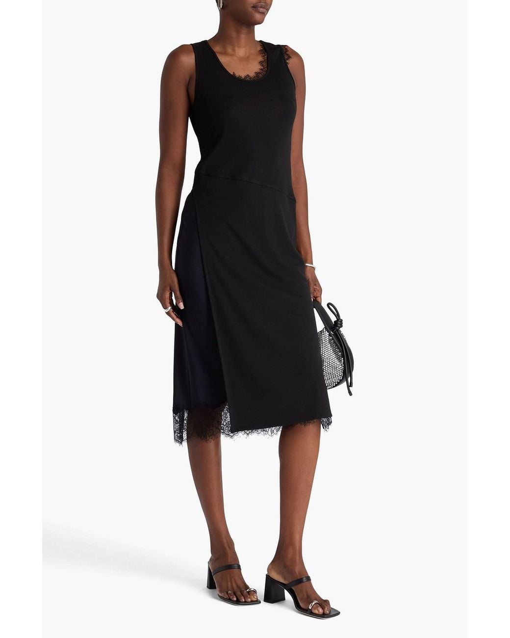 strapless open back dress Brown ribbed jersey midi dress – Rinascimento main image 1