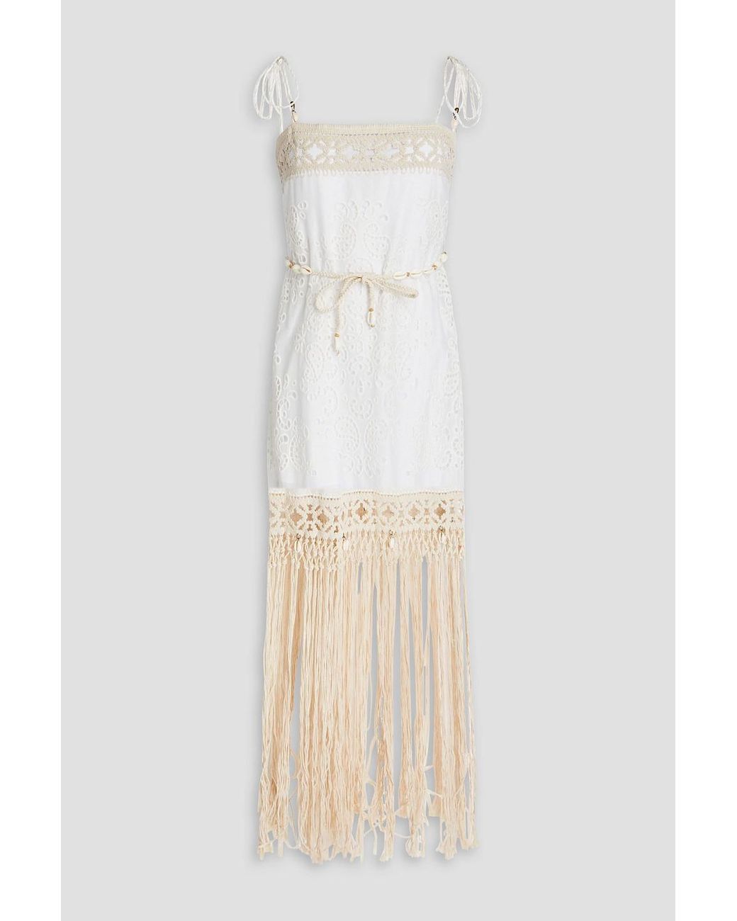 【ZIMMERMANN】fringed broderie anglaise cotton ドレス zimmermann-White-Fringed-