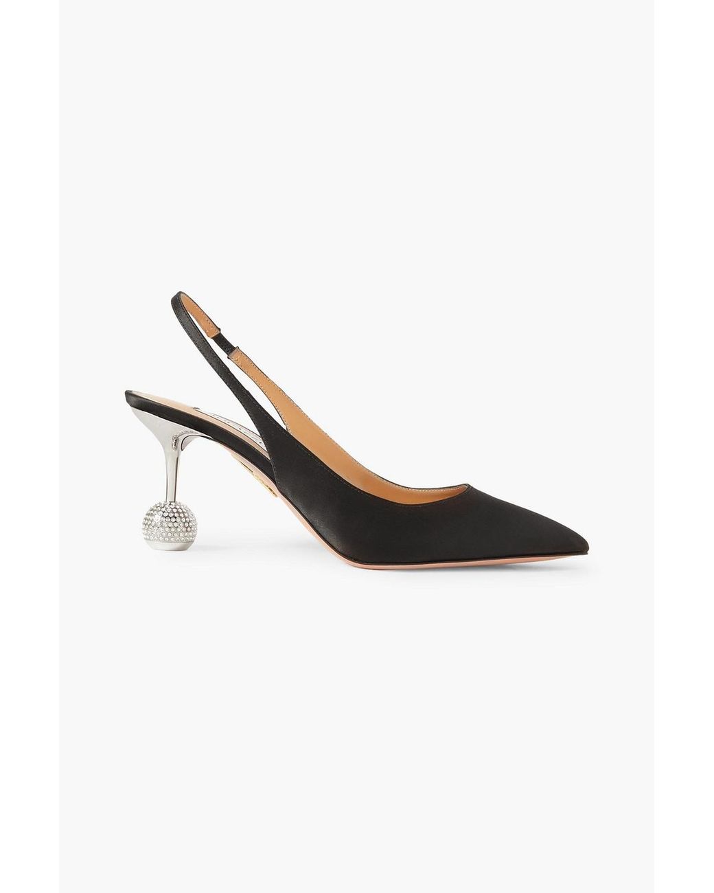 【AQUAZZURA】75 crystal-embellished satin slingback パンプス Aquazzura Yes Darling 75 Crystal-embellished Satin Slingback
