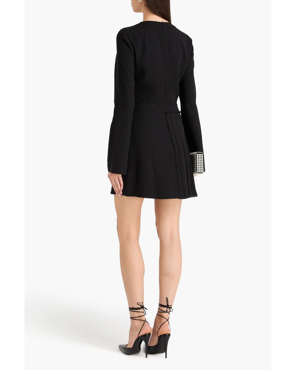 Jonathan Simkhai Black Zabelle Pleated Crepe And Georgette Mini Dress