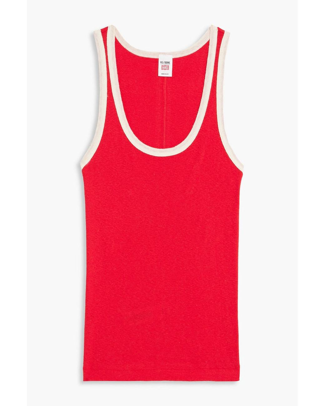 Re/done X Hanes 60s Two-tone Slub Cotton-jersey Tank in Red