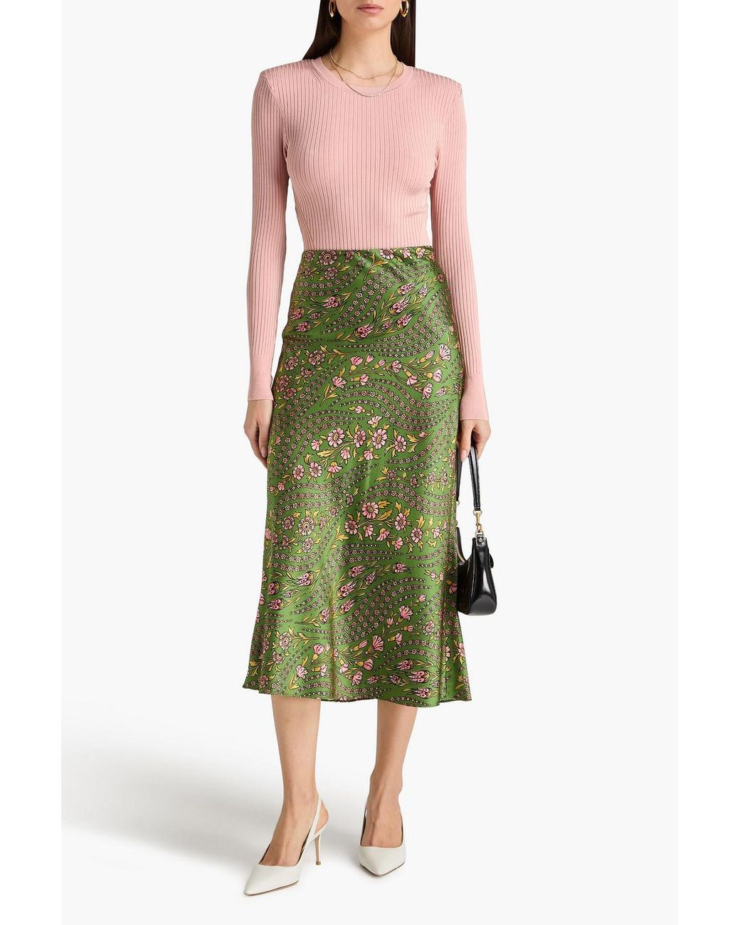 Veronica Beard Pink Acara Ribbed-knit Top