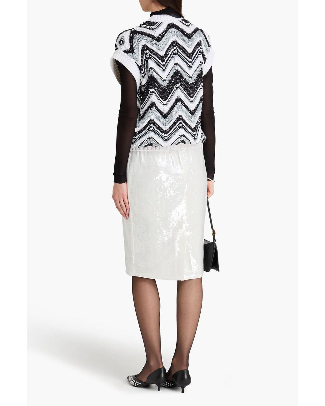 Missoni White Sequin-Embellished Metallic Intarsia-Knit Vest