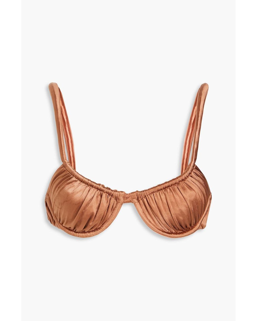 【ISA BOULDER】stretch-satin underwired ビキニ トップ ISA BOULDER Droplets Ruched Stretch-Satin Underwired Bikini