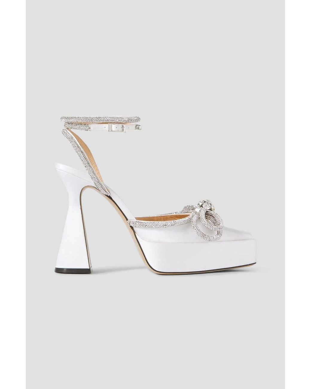 Mach & Mach Double Bow Crystal-embellished Satin Platform
