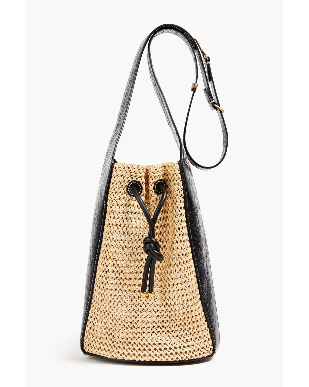 ★可愛い！完売前に★TORY BURCH EMERSON RAFFIA BUCKET BAG Tory Burch Leather And Raffia Bucket Bag in Natural | Lyst