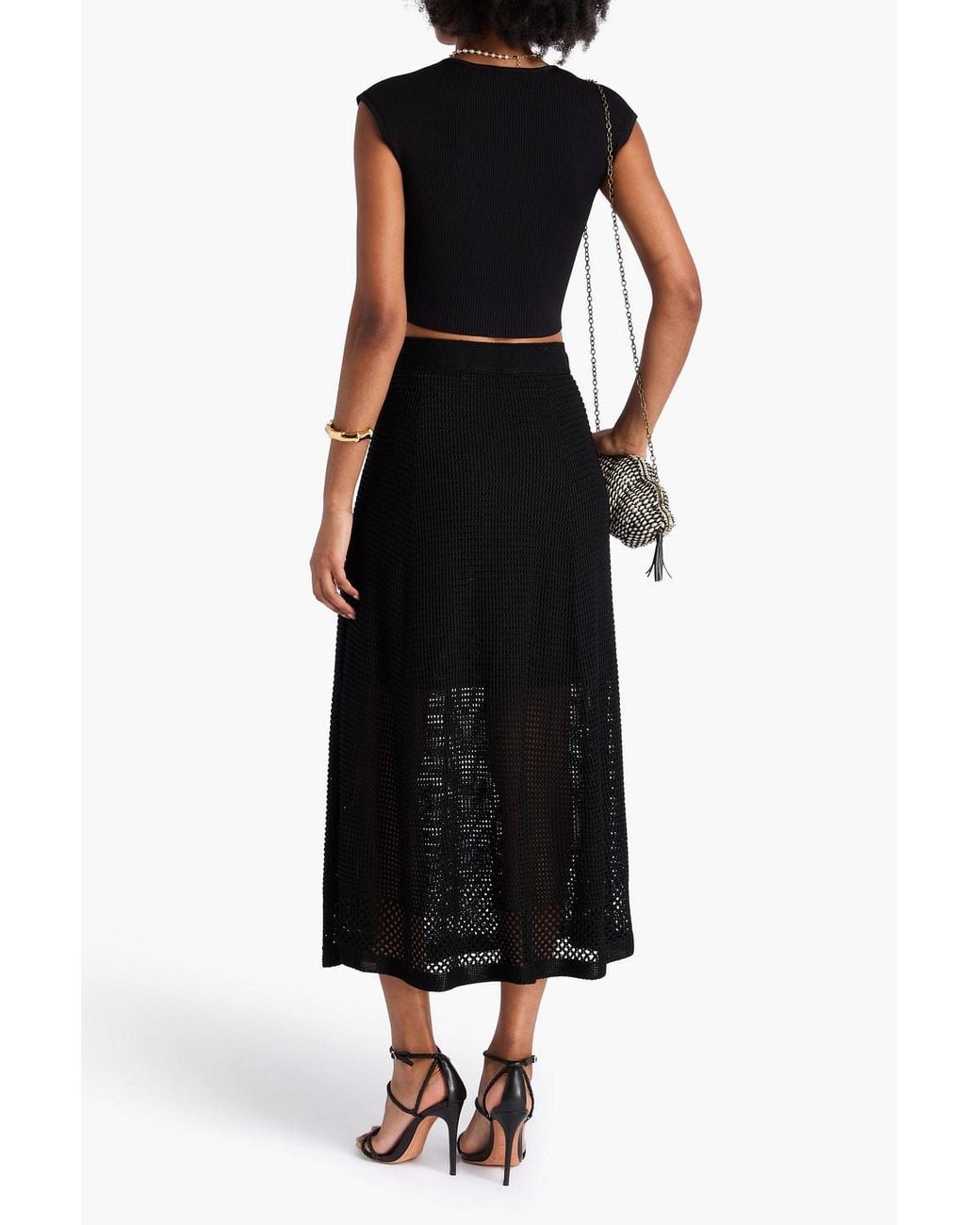 Zimmermann Black Crochet-knit Midi Skirt