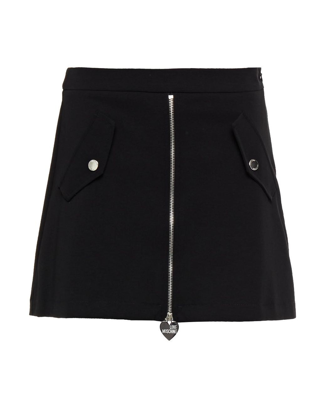 Love Moschino Skirt Effect Zip Detailed Cotton Blend Jersey Shorts In Black Lyst