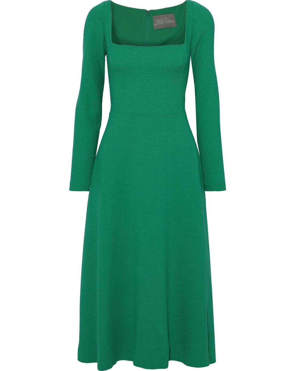 Lela Rose Wool-blend Crepe Midi Dress Green | Lyst