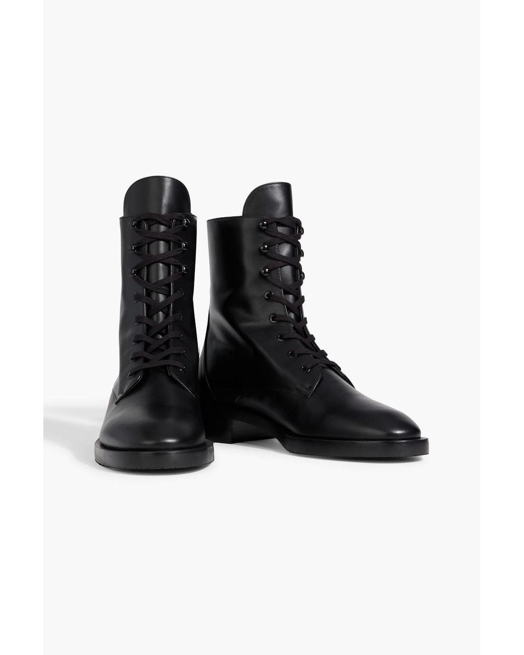 Stuart Weitzman Black Sondra Leather Combat Boots