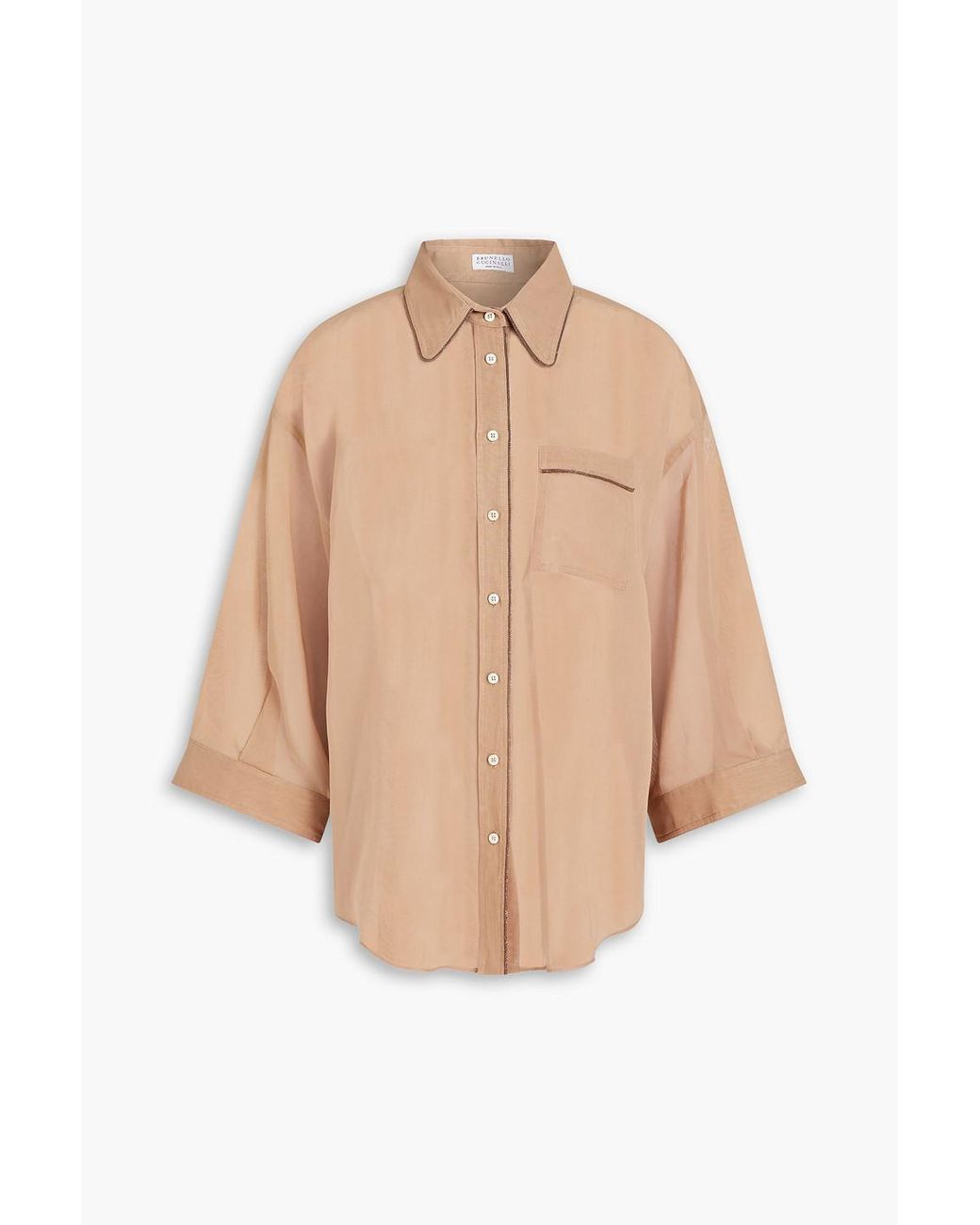 Brunello Cucinelli gathered cuffs cropped shirt - Neutrals