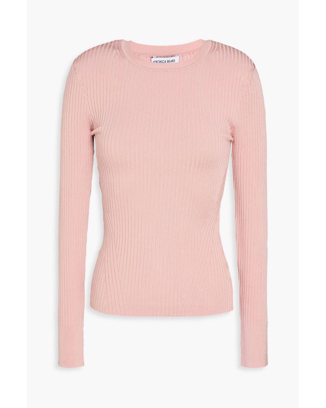 Veronica Beard Pink Acara Ribbed-knit Top