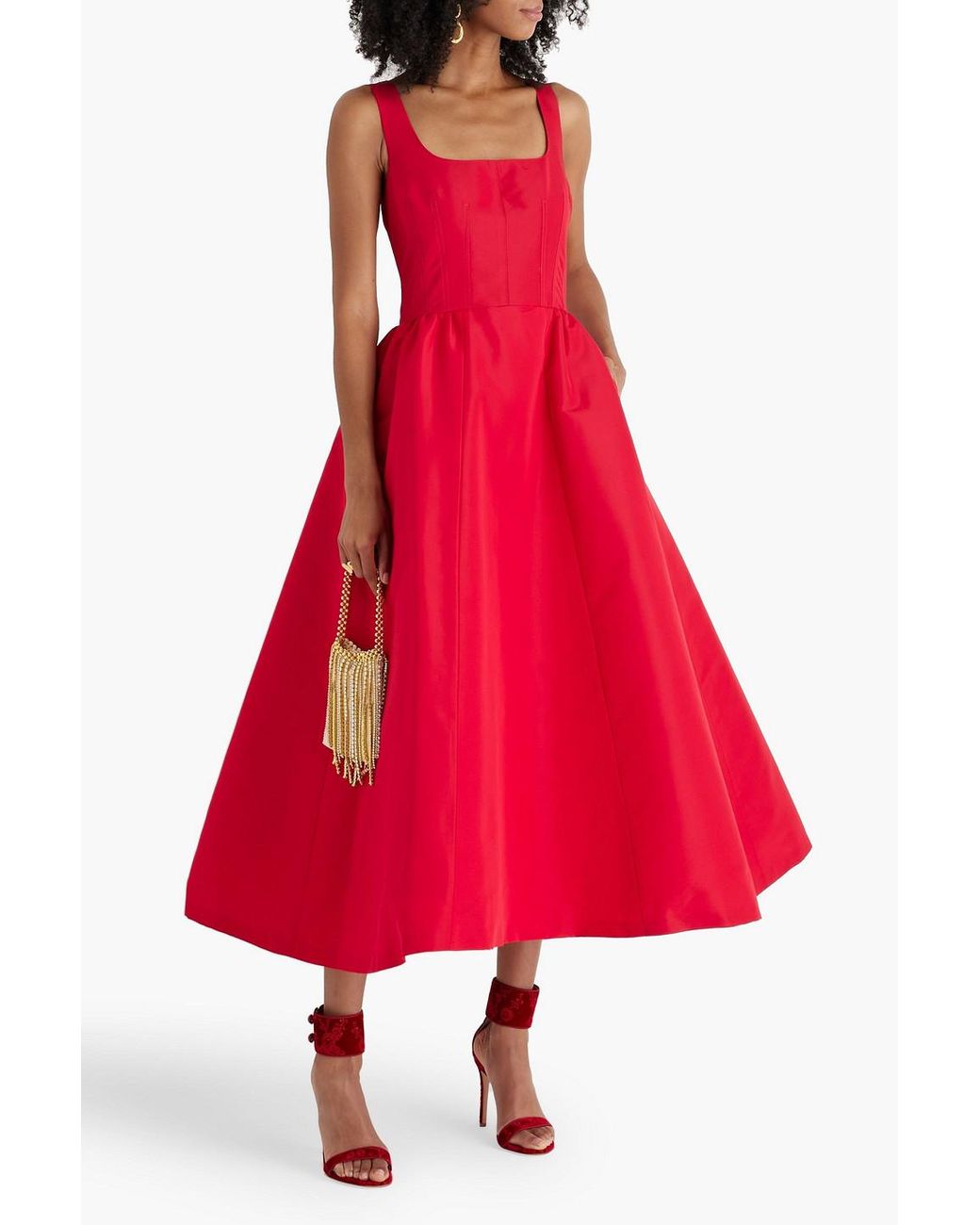 knee length dresses for ladies Floral Print Midi Dress by Carolina Herrera main image 0