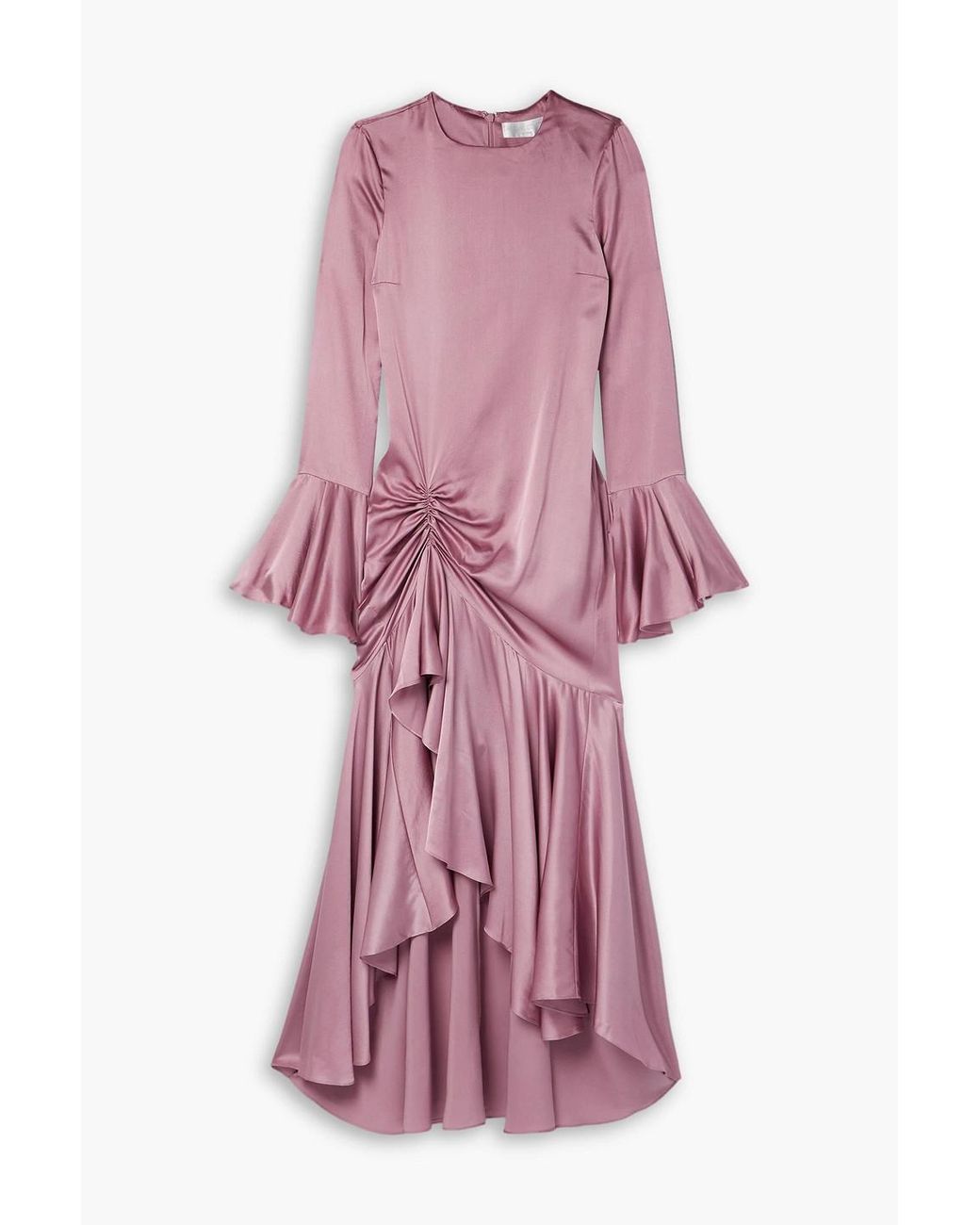 Caroline Constas Monique Draped Stretch-silk Charmeuse Midi Dress in Pink